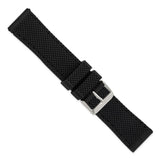 22mm Black Silicone Black Stitch Silver-tone Buckle Watch Band