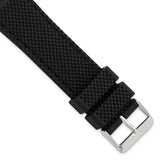 DeBeer 22mm Black Textured Silicone with Black Stitching and Silver-tone Buckle 8 inch Watch Band