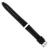 DeBeer 20mm Black Textured Silicone with White Stitching and Silver-tone Buckle 8 inch Watch Band