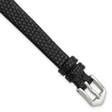 Gilden 10mm Black Flat Lizard Grain Calfskin Leather with Silver-tone Aluminum Buckle 6.75 inch Watch Band