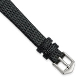 Gilden 12mm Black Flat Lizard Grain Calfskin w/Silver-tone Buckl Watch Band