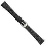 Gilden 13mm Black Flat Lizard Grain Calfskin Leather with Silver-tone Aluminum Buckle 6.75 inch Watch Band