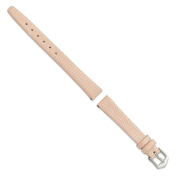 Gilden 12mm Peach Flat Lizard Grain Calfskin Leather with Silver-tone Aluminum Buckle 6.75 inch Watch Band