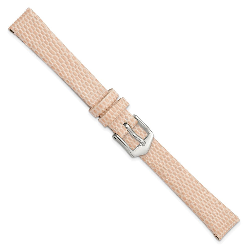 Gilden 12mm Peach Flat Lizard Grain Calfskin Leather with Silver-tone Aluminum Buckle 6.75 inch Watch Band