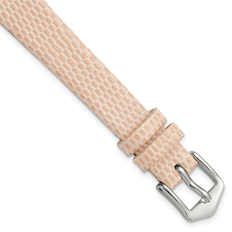 Gilden 12mm Peach Flat Lizard Grain Calfskin w/silver-tone Buckl Watch Band