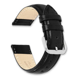 18mm Black Smooth Leather Silver-tone Buckle Watch Band