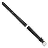 DeBeer 10mm Black Smooth Leather with Silver-tone Buckle 6.75 inch Watch Band