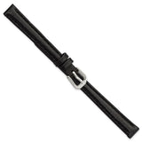 DeBeer 10mm Black Smooth Leather with Silver-tone Buckle 6.75 inch Watch Band