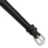 DeBeer 10mm Black Smooth Leather with Silver-tone Buckle 6.75 inch Watch Band