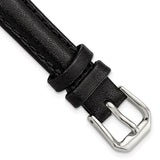 DeBeer 12mm Black Smooth Leather with Silver-tone Buckle 6.75 inch Watch Band