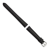 DeBeer 14mm Black Smooth Leather with Silver-tone Buckle 6.75 inch Watch Band