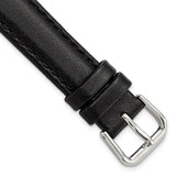 DeBeer 15mm Black Smooth Leather with Silver-tone Buckle 7.5 inch Watch Band