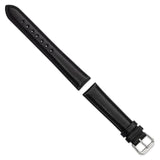 DeBeer 18mm Black Smooth Leather with Silver-tone Buckle 7.5 inch Watch Band
