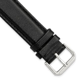 DeBeer 19mm Black Smooth Leather with Silver-tone Buckle 7.5 inch Watch Band