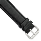 DeBeer 20mm Black Smooth Leather with Silver-tone Buckle 7.5 inch Watch Band