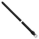 DeBeer 8mm Black Smooth Leather with Silver-tone Buckle 6.75 inch Watch Band