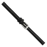DeBeer 8mm Black Smooth Leather with Silver-tone Buckle 6.75 inch Watch Band