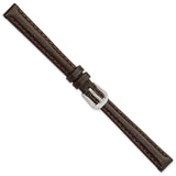 DeBeer 10mm Dark Brown Smooth Leather with Silver-tone Buckle 6.75 inch Watch Band