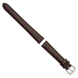 16mm Dark Brown Smooth Leather Silver-tone Buckle Watch Band