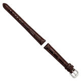 DeBeer 12mm Brown Crocodile Grain Leather with Dark Stitching and Silver-tone Buckle 6.75 inch Watch Band