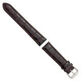 DeBeer 20mm Brown Crocodile Grain Leather with Dark Stitching and Silver-tone Buckle 7.5 inch Watch Band