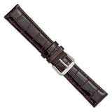20mm Dark Brown Crocodile Dark Stitch Silver-tone Buckle Watch Band