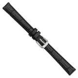 12mm Black Wild Alligator Silver-tone Buckle Watch Band