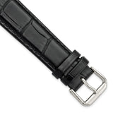 20mm Black Wild Alligator Grain Silver-tone Buckle Watch Band