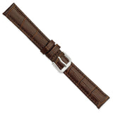 16mm Brown Wild Alligator Silver-tone Buckle Watch Band