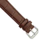 18mm Brown Wild Alligator Silver-tone Buckle Watch Band