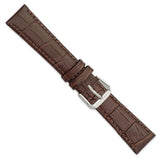 DeBeer 19mm Brown Matte Wild Alligator Grain Leather with Silver-tone Buckle 7.5 inch Watch Band
