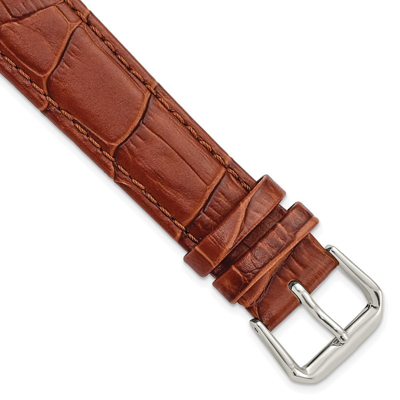 18mm Mahogany Brown Wild Alligator Silver-tone Buckle Watch Band