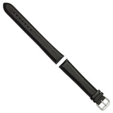 DeBeer 20mm Extra Long Black Smooth Leather with Silver-tone 9.5 inch Watch Band