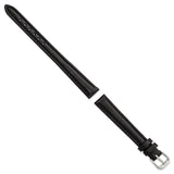 DeBeer 12mm Black Long Smooth Leather with Silver-tone Buckle 7.5 inch Watch Band