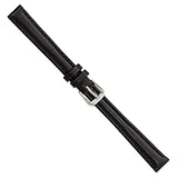 DeBeer 12mm Black Long Smooth Leather with Silver-tone Buckle 7.5 inch Watch Band