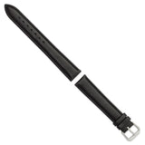 DeBeer 18mm Black Long Smooth Leather with Silver-tone Buckle 8.5 inch Watch Band