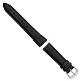 DeBeer 18mm Short Black Smooth Leather with Silver-tone Buckle 6.75 inch Watch Band