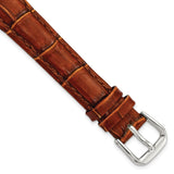 14mm Mahogany Brown Crocodile Dark Stitch Silver-tone Buckle Watch Band