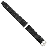 DeBeer 20mm Flat Black Lizard Grain Leather with Silver-tone Buckle 7.5 inch Watch Band