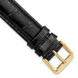 17mm Black Crocodile Grain Chrono Gold-tone Buckle Watch Band