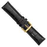 DeBeer 24mm Black Crocodile Grain Chronograph Leather with Gold-tone Buckle 7.5 inch Watch Band