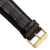 26mm Black Crocodile Grain Chrono Gold-tone Buckle Watch Band