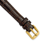 12mm Dark Brown Crocodile Grain Chrono Gold-tone Buckle Watch Band