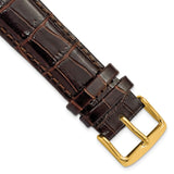 20mm Dark Brown Crocodile Grain Chrono Gold-tone Buckle Watch Band