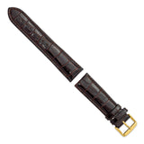 DeBeer 22mm Dark Brown Crocodile Grain Chronograph Leather with Gold-tone Buckle 7.5 inch Watch Band