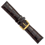 22mm Dark Brown Crocodile Grain Chrono Gold-tone Buckle Watch Band