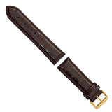 24mm Dark Brown Crocodile Grain Chrono Gold-tone Buckle Watch Band