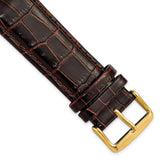 24mm Dark Brown Crocodile Grain Chrono Gold-tone Buckle Watch Band