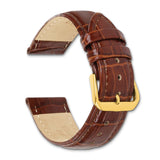 DeBeer 19mm Havana Crocodile Grain Chronograph Leather with Gold-tone Buckle 7.5 inch Watch Band