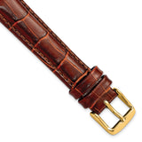 DeBeer 16mm Havana Crocodile Grain Chronograph Leather with Gold-tone Buckle 7.5 inch Watch Band